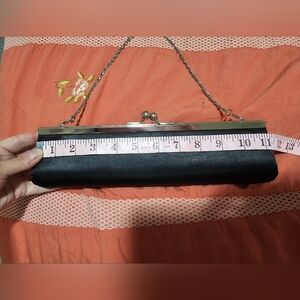 Elegant Black Satin Clutch Vintage